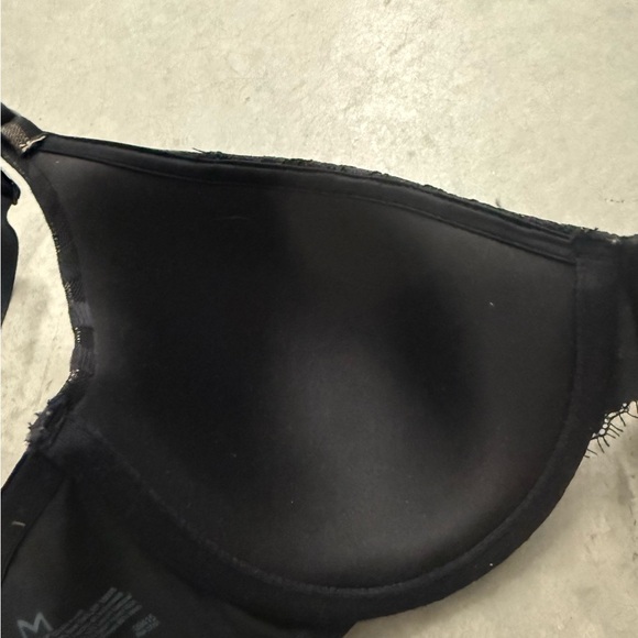 Maidenform Black & Beige Stripe Padded Bra With Lace Trim And Rhinestone 36C - Picture 7 of 10